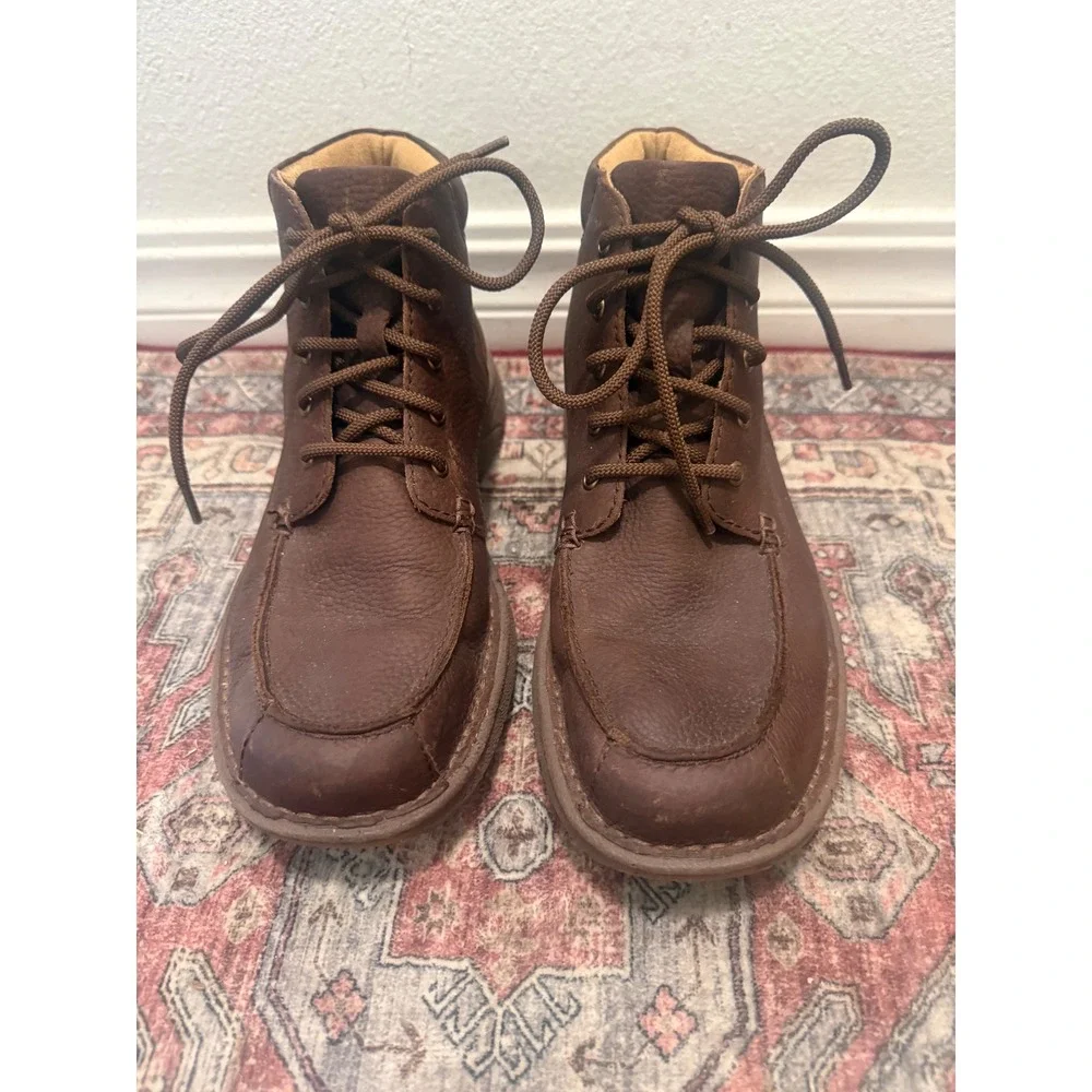 Justin JM460 Mens Brown Leather Moc Toe Chukka Boots Lace Up Ankle Shoes 8.5M